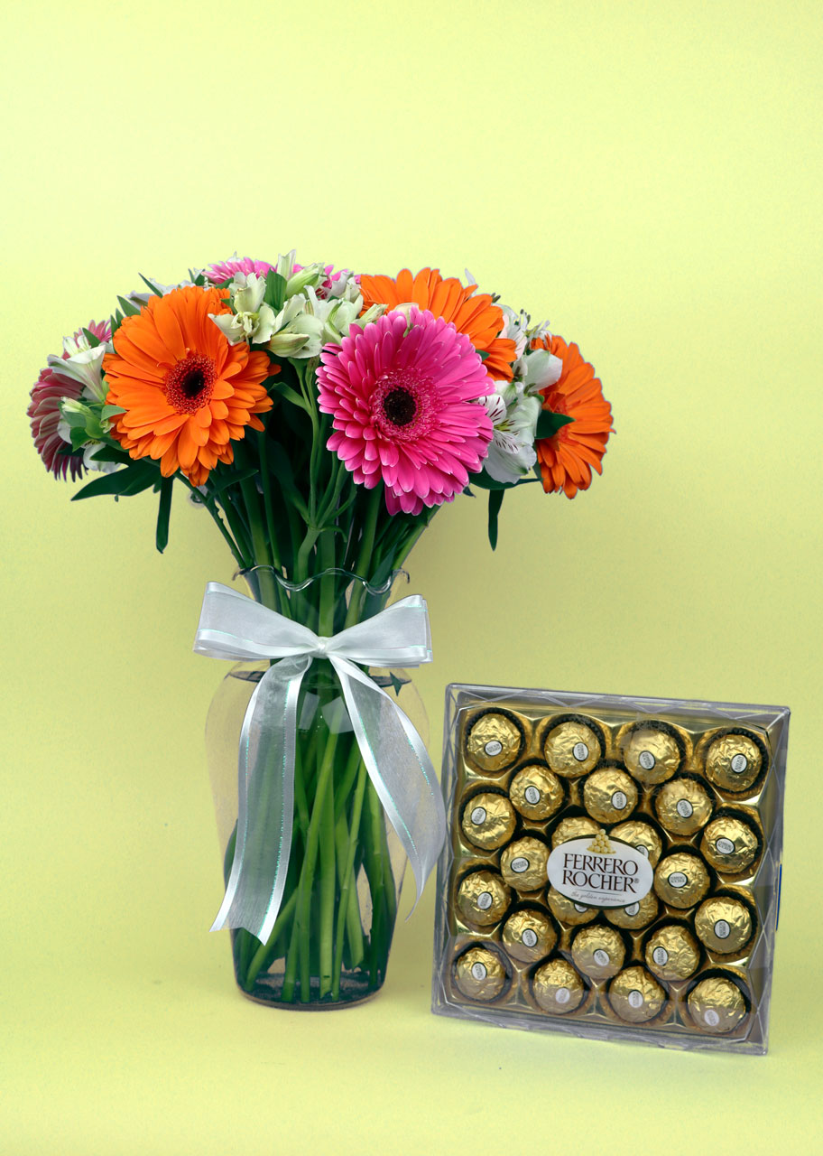 Mix de Gerberas con Ferrero Rocher®