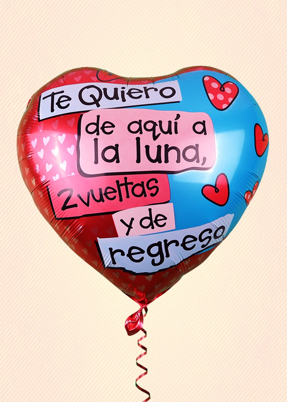Globo Mediano de Corazón Te Quiero de Aquí a la Luna 2 Vueltas y de Regreso