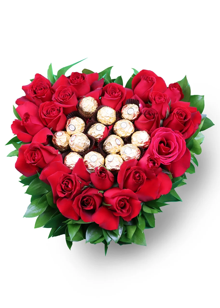 Corazón de Rosas y Chocolate 