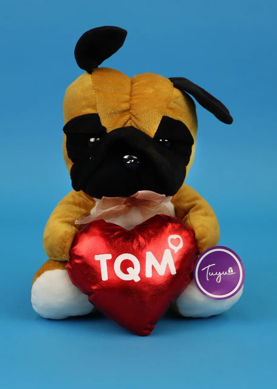 Perrito enamorado con corazón TQM de 26 cm. aproximadamente