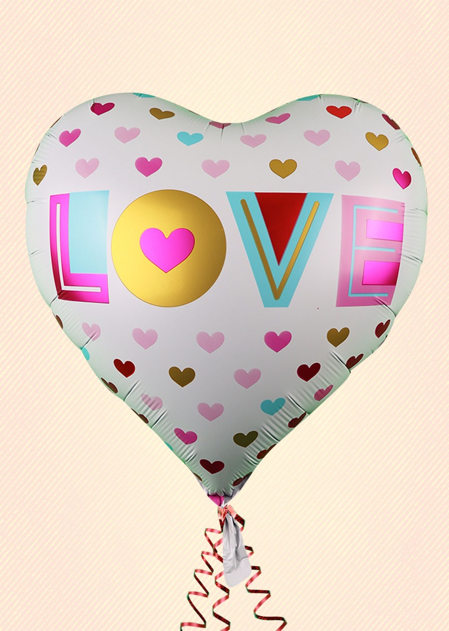 Globo Mediano de Corazón  2 Vistas Mediano Love, Te Amo 