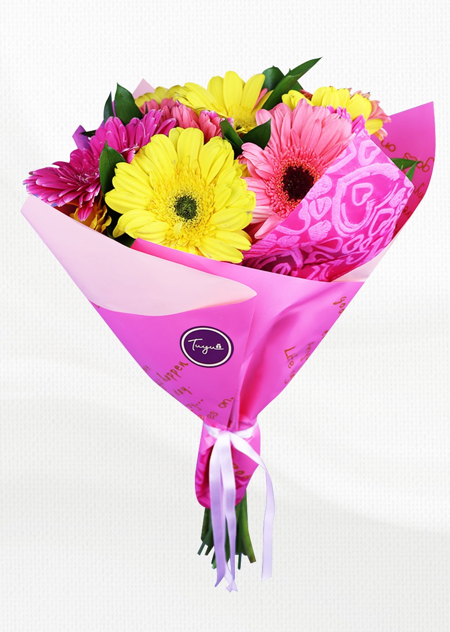 Hola con Gerberas de Colores 