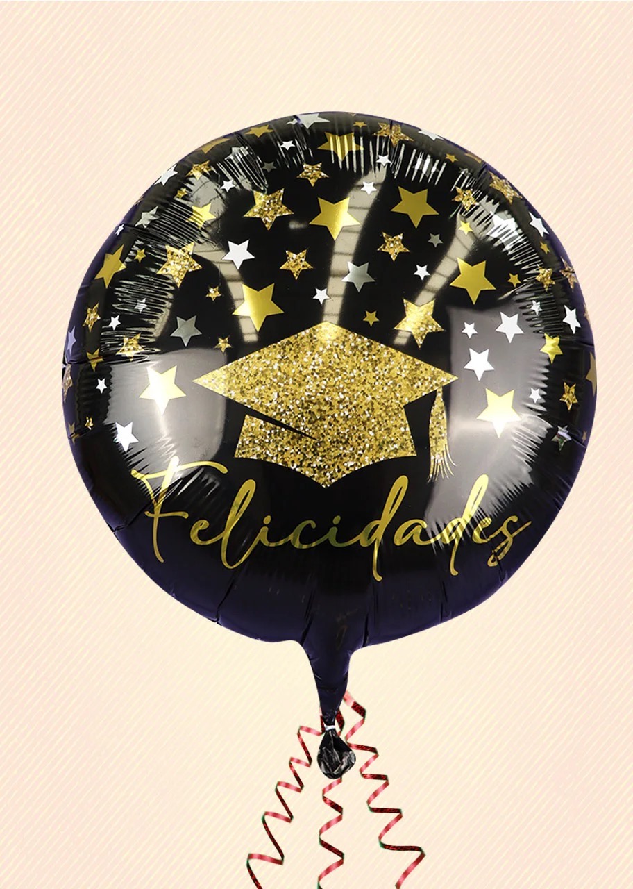 Globo Mediano Redondo Birrete Dorado