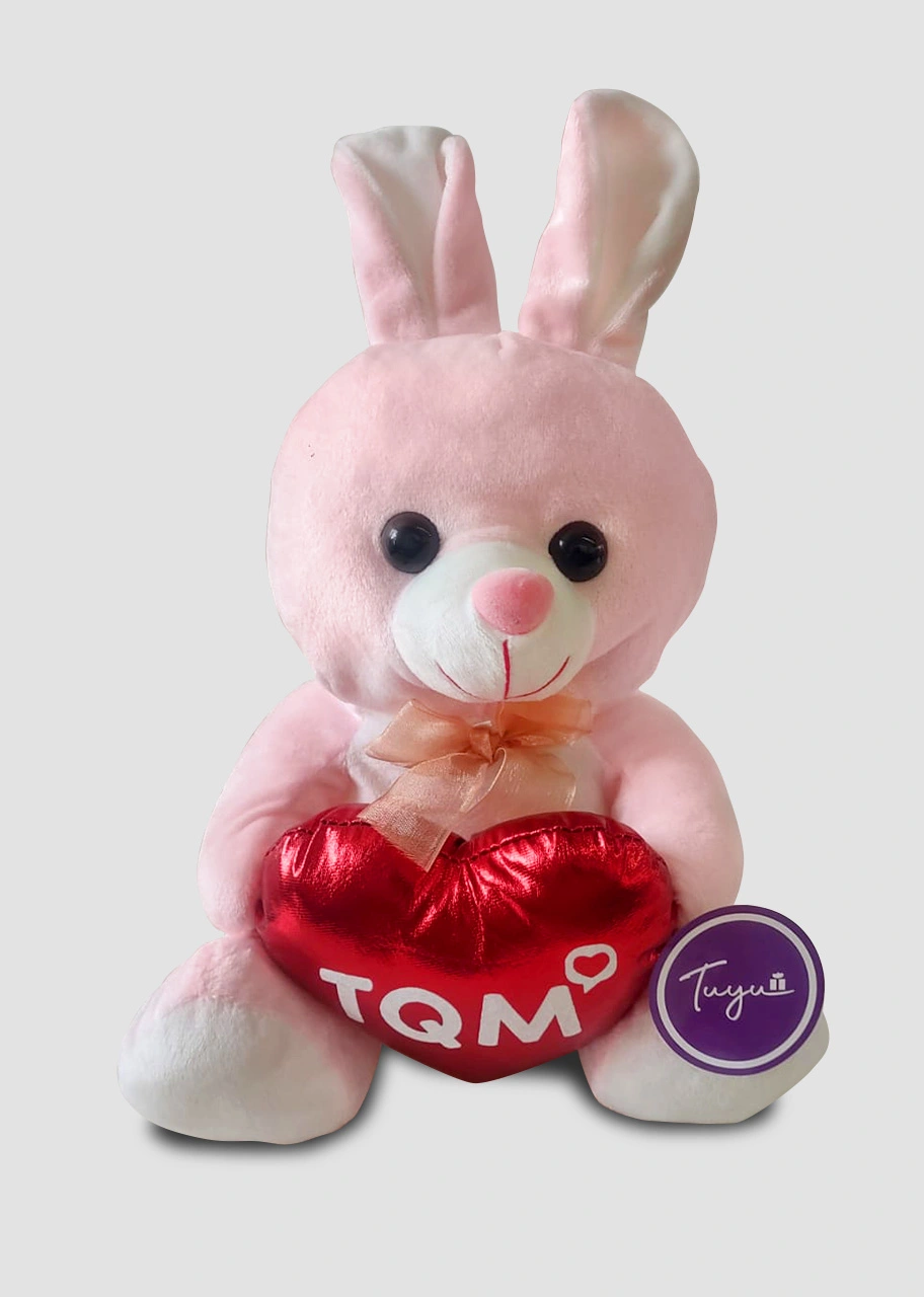 Conejita con corazón TQM de 26 cm. aproximadamente