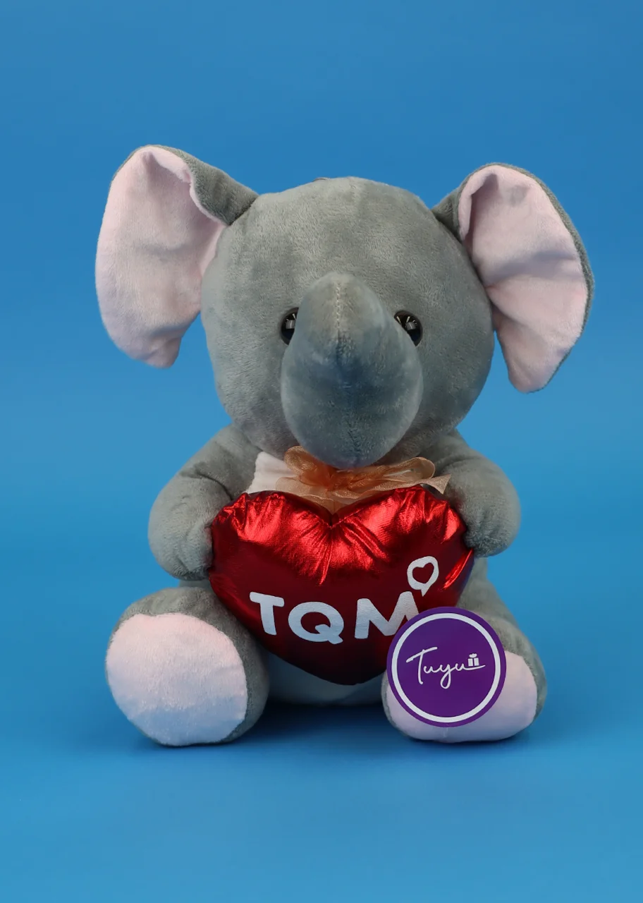 Elefantita con corazón TQM de 26 cm. aproximadamente