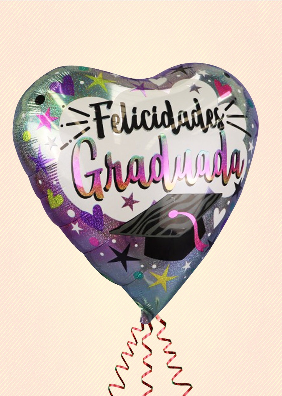 Globo Mediano de Corazón Felicidades Graduada