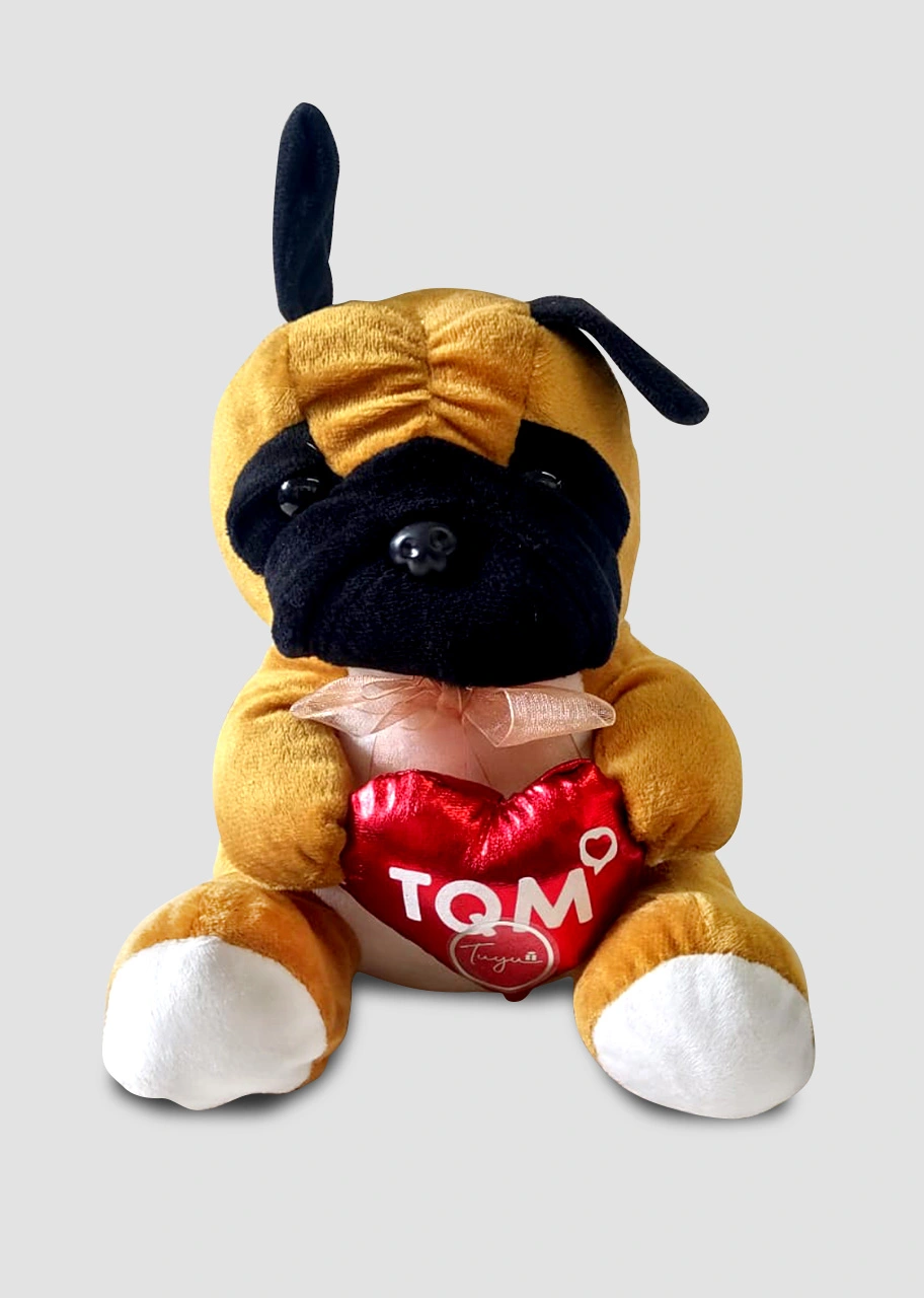 Perrito con corazón TQM de 20 cm. aproximadamente