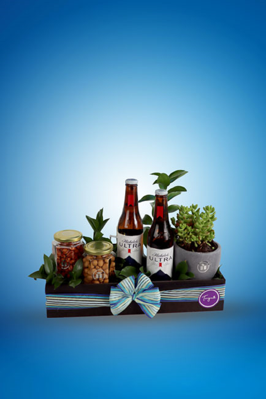 Terrario botanero con cerveza Michelob 